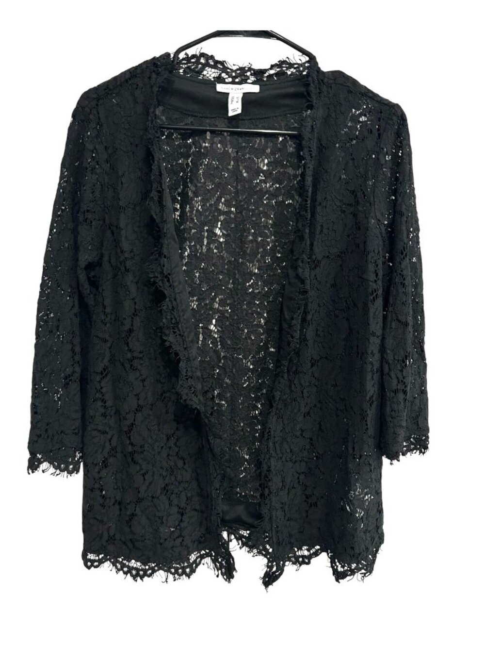 Isaac Mizrahi Live Large Black Lace Open Front Cardigan Jacket Gothic Romantic